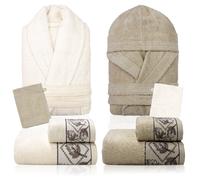 Completo bagno asciugamani accappatoi set uomo donna in spugna di cotone 7047