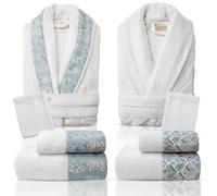 Completo bagno asciugamani accappatoi set uomo donna in spugna di cotone 7128