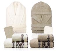 Completo bagno asciugamani accappatoi set uomo donna in spugna di cotone 7158