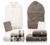 Completo bagno asciugamani accappatoi set uomo donna in spugna di cotone 7158