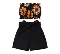 Completo Bambina 2 Pezzi,Abbigliamento Set per Bambini Estivi Vestiti Coordinati Top Cotone Elasticizzato Abiti Due Pezzi Tuta Neonato Estate Regalo Ragazze Compleanni