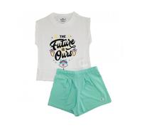 Completo Bambina Champion in Cotone Giro Manica Logo Sport 404397 WHT Bianco