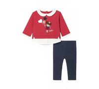 Completo Bambina Mayoral, Composto da Maglia Manica Lunga Rosa con Colletto a Volant e Leggings Blu a Vita Alta, Vestibilità Regolare, Modello 2789 fucsia 9 Mesi