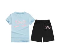 Completo Bambina Ragazza Estivo Comodo Girocollo Completi Vacanze Elegante Completi Corta Volant Corta Volant per Bambini 2 Pezzi per 6 Mesi -13 Anni