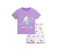 Completo Bambino 2 Pezzi,Completo Estivo Dinosauro Stampa 2pcs Vestiti Set Bimbo Completini e Coordinati Gentiluomo con Tenere Simpatiche Fantasie per Festa Casual Mare Spiaggia