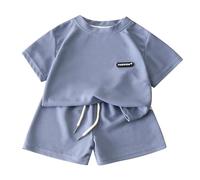 Completo Bambino 2 Pezzi Estivo Neonato Set di Magliette Bimbo Completini e Coordinati Gentiluomo Camicia Quadri Manica Corta Short Elastici Vita Alta per attività all'aperto