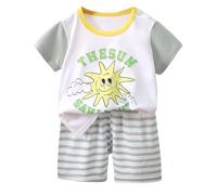 Completo Bambino 2 Pezzi Estivo Neonato Set Pagliaccetto Maniche Corte con Bottoni Bimbo Completini e Coordinati Gentiluomo Spiaggia Bretelle per Festa Casual Idee Regalo Nascita