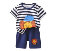 Completo Bambino 2 Pezzi Estivo Neonato Set Pagliaccetto Maniche Corte con Bottoni Bimbo Completini e Coordinati Gentiluomo Spiaggia Bretelle per Festa Casual Idee Regalo Nascita