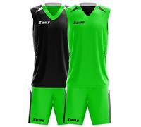 Completo Basket Bambino Zeus Reversibile Kit Jam Verde Fluo Nero Taglia 3xs