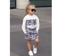 Completo Bimba bambina Maglia maniche gonna felpa bianco rosa viola B137