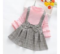 Completo Bimba Maglia maniche corte gonna tutu top maglia grigio rosa B037
