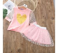 Completo Bimba Maglia maniche corte gonna tutu top maglia rosa B031
