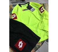 Completo Calcio Bambino Lotto Manica Lunga Kit Giallo Fluo Nero Jersey Extra