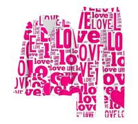 Completo casual da donna in 2 pezzi a maniche lunghe con bottoni a forma di cuore camicia e pantaloncini tuta da donna con stampa di lettere d'amore moda casual con tasca a bottone pantaloni a maniche