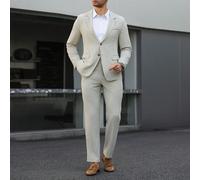 Completo casual da uomo con giacca a collo a bavero e pantaloni, realizzato in tessuto a righe, adatto per l'uso quotidiano, anche un regalo ideale per il fidanzato o il marito L,M,S,XL,XXLColore unic