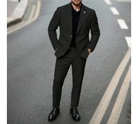 Completo casual da uomo in 2 pezzi, set di abito tinta unita con giacca e pantaloni, moda semplice per uso casual quotidiano, abito da matrimonio o da cerimonia, adatto per San Valentino, anniversari