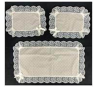 Completo centrini e runner set 3 pezzi Nausikaa con macrame' Lory ecru' 1213