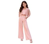 Completo cerimonia Abel & Lula con pantalone, top e giacchina chiffon e voile salmone ragazza 12 anni - 152 cm