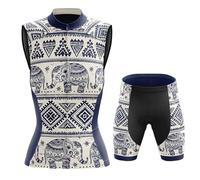 Completo Ciclismo Abbigliamento Bici MTB Donna,Tuta Ciclista Estivo Maglietta da Ciclo Senza Maniche Gilet e Pantaloncini Shorts con 19D Gel Imbottiti,Maglia da Bicicletta Asciugatura Rapida|3,L