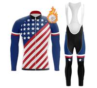 Completo Ciclismo Abbigliamento Bici MTB Uomo,Tuta Ciclista Invernale Maglietta da Ciclo Termico Vello Giacca Manica Lunga e Salopette Pantaloni con 19D Gel Imbottiti,Maglia Bicicletta Strada(12,M)