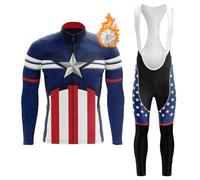 Completo Ciclismo Abbigliamento Bici MTB Uomo,Tuta Ciclista Invernale Maglietta da Ciclo Termico Vello Giacca Manica Lunga e Salopette Pantaloni con 19D Gel Imbottiti,Maglia Bicicletta Strada(1,M)