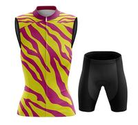 Completo Ciclismo Donna Abbigliamento Bici MTB Estivo,Maglia Ciclista Maglietta da Ciclo Senza Maniche Gilet e Pantaloncini Shorts con 19D Gel Imbottiti,Tuta da Bicicletta Asciugatura Rapida|13,S