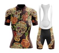 Completo Ciclismo Donna Abbigliamento Bici MTB Estivo Tuta Ciclista Manica Corta,Maglietta Bicicletta e Salopette Pantaloncini con 19D Gel Imbottiti,Maglia Ciclo Asciugatura Rapida Traspirante|B4,S
