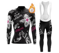 Completo Ciclismo Donna Abbigliamento Bici MTB Invernale Tuta Ciclista Termico Vello,Maglietta Bicicletta Giacca Manica Lunga e Salopette Pantaloni con 19D Gel Imbottiti,Maglia da Ciclo Strada|B3,S
