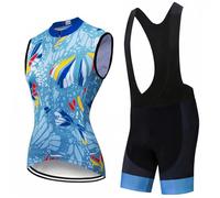 Completo Ciclismo Donna Estivo Abbigliamento Bici MTB Maglia Ciclista Senza Maniche,Maglietta Bicicletta Gilet e Salopette Pantaloncini con 9D Gel Imbottiti,Tuta da Ciclo Asciugatura Rapida|11,4XL