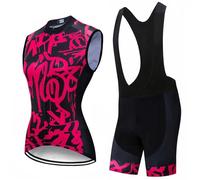 Completo Ciclismo Donna Estivo Abbigliamento Bici MTB Maglia Ciclista Senza Maniche,Maglietta Bicicletta Gilet e Salopette Pantaloncini con 9D Gel Imbottiti,Tuta da Ciclo Asciugatura Rapida|13,4XL