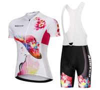 Completo Ciclismo Donna Estivo Abbigliamento Bici MTB,Tuta Ciclista Maglietta Ciclo Manica Corta e Salopette Pantaloncini con 9D Gel Imbottiti,Maglia Bicicletta Asciugatura Rapida Traspirante|3,XL
