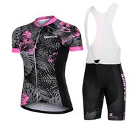 Completo Ciclismo Donna Estivo Abbigliamento Bici MTB,Tuta Ciclista Maglietta Ciclo Manica Corta e Salopette Pantaloncini con 9D Gel Imbottiti,Maglia Bicicletta Asciugatura Rapida Traspirante|1,S