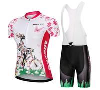 Completo Ciclismo Donna Estivo Abbigliamento Bici MTB,Tuta Ciclista Maglietta Ciclo Manica Corta e Salopette Pantaloncini con 9D Gel Imbottiti,Maglia Bicicletta Asciugatura Rapida Traspirante|11,S