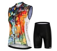 Completo Ciclismo Donna Estivo Abbigliamento Bici MTB,Tuta Ciclista Maglietta da Ciclo Senza Maniche Gilet e Pantaloncini Short Bike con 19D Gel Imbottiti,Maglia Bicicletta Asciugatura Rapida|6,3XL