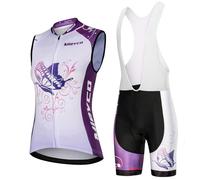 Completo Ciclismo Donna Estivo Abbigliamento Bici MTB,Tuta Ciclista Maglietta da Ciclo Senza Maniche Gilet e Salopette Pantaloncini con 9D Gel Imbottiti,Maglia Bicicletta Asciugatura Rapida|4,M