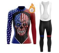 Completo Ciclismo Donna Invernale Abbigliamento Bici MTB,Maglia Ciclista Maglietta da Ciclo Termico Vello Giacca Manica Lunga e Salopette Pantaloni con 19D Gel Imbottiti,Tuta Bicicletta Strada|8,M