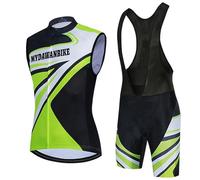 Completo Ciclismo Uomo Abbigliamento Bici MTB Estivo Maglia Ciclista,Maglietta Bicicletta Senza Maniche Gilet e Salopette Pantaloncini con 9D Gel Imbottiti,Tuta da Ciclo Asciugatura Rapida(4,S)