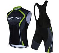 Completo Ciclismo Uomo Abbigliamento Bici MTB Estivo Tuta Ciclista,Maglietta Bicicletta Senza Maniche Gilet e Salopette Pantaloncini con 9D Gel Imbottiti,Maglia da Ciclo Asciugatura Rapida(12,M)