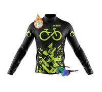 Completo Ciclismo Uomo Invernale,Maglia Ciclismo Manica Lunga Tuta Da CiclismoAdatto per autunno e inverno,per MTB Ciclista Bici+Occhiali da ciclismo polarizzati (TYP-4,M)