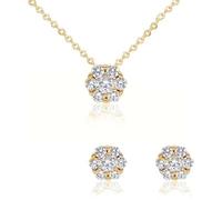 Completo ciondolo punto luce magic argento 925 dorato color oro catenina regolabile 40/45 cm orecchini punto luce con Zirconi Bianchi Taglio Diamante gioiello elegante donna ragazza