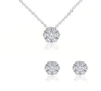 Completo ciondolo punto luce magic argento 925 rodiato catenina regolabile 40/45 cm orecchini punto luce con Zirconi Bianchi Taglio Diamante gioiello elegante donna ragazza