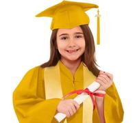 Completo con e Cappello Decorato Studenti Elementare Medi Linea Set Toga Cappello Costume Asilo Costumi da Laureato per Bambini Asilo Studenti Costumi e Tocco (Yellow-c, 8-9 Years)