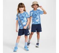 Completo con t-shirt stampata e shorts leggeri in French Terry Nike - Bambino/a - Blu