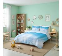 Completo Copripiumino 200X200Cmsingolo, Set 3 Pezzi Con 2 Federe, Stampa Cielo Con Nuvole Sfumate, Microfibra Morbida Traspirante, Chiusura Con Cerniera, Texture Ondulata Da Sogno, Blu Bianco