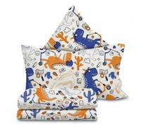 Completo copripiumino SAURO dinosauri Blu Arancio 100% cotone Made in Italy - Letto Misura 1 Piazza e 1/2