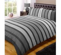 Completo Copripiumino Soho Nero a Strisce, King Size (230 x 220 cm)
