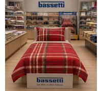 Completo Copripiumone piazza e mezza Bassetti Kilt scozzese rosso