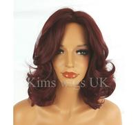 Completo Corto Parrucca Alla Moda da Donna Ricci Rosso Bordeaux Spalla Lunghezza