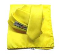 COMPLETO CRAVATTA GIALLA YELLOW SKINNY 4 CRAVATTINO FAZZOLETTO ABBINATO