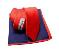 Completo cravatta rossa 6 cravattino e pochette bordo in contrasto made in italy